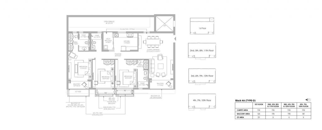3 bhk apartment plan | 3 bhk flat floor plan