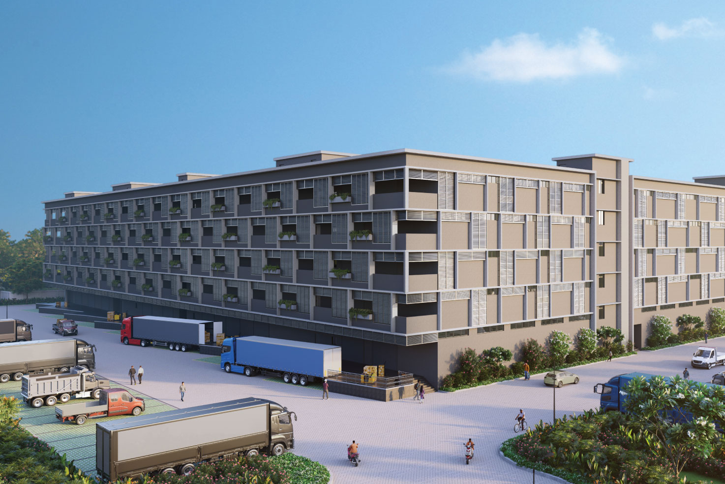 Elevation with Parking  view